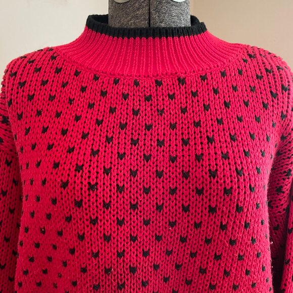 Vintage 80s Club Sportif de Paris red and black sweater, size large - Picture 3 of 7